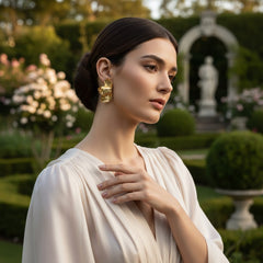 ATHENA COLLECTION - STATEMENT FLOWER EARRINGS - CZER950 GOLD