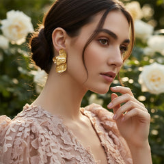 ATHENA COLLECTION - STATEMENT FLOWER EARRINGS - CZER950 GOLD