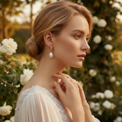 ATHENA COLLECTION - GOLD PEARL KNOT EARRINGS - CZER952 GOLD
