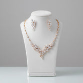 CUBIC ZIRCONIA COLLECTION - CRYSTAL ALLURE NECKLACE SET - CZNK228 - ROSE GOLD