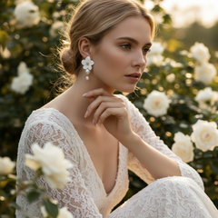 ATHENA COLLECTION - GLAM FLOWER DROP EARRINGS - CZER954