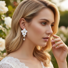 ATHENA COLLECTION - GLAM FLOWER DROP EARRINGS - CZER954