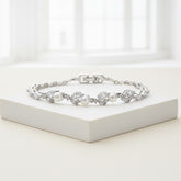 CUBIC ZIRCONIA COLLECTION - DAINTY PEARL BRACELET - SILVER