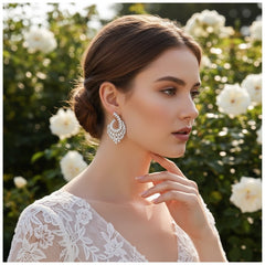 CUBIC ZIRCONIA COLLECTION - GLAM STARLET EARRINGS - SILVER CZER956