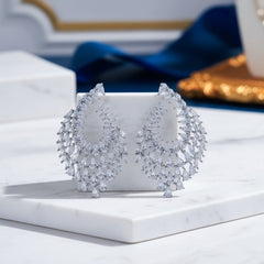 CUBIC ZIRCONIA COLLECTION - GLAM STARLET EARRINGS - SILVER CZER956