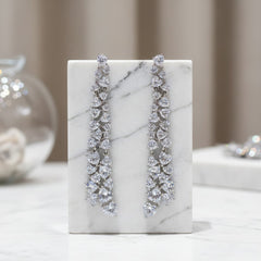 CUBIC ZIRCONIA COLLECTION - STATEMENT WATERFALL EARRINGS - CZER900 SILVER