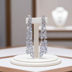 CUBIC ZIRCONIA COLLECTION - STATEMENT WATERFALL EARRINGS - CZER900 SILVER
