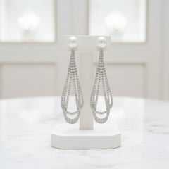 CUBIC ZIRCONIA COLLECTION - DAINTY DIVA EARRINGS - CZER958 SILVER