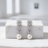CUBIC ZIRCONIA COLLECTION - VINTAGE COUTURE EARRINGS - CZER961 SILVER