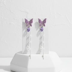 CUBIC ZIRCONIA COLLECTION - CRYSTALLURE BUTTERFLY EARRINGS - AMETHYST - CZER962