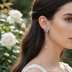 CUBIC ZIRCONIA COLLECTION - CRYSTAL ALLURE BUTTERFLY EARRINGS - AB- CZER962