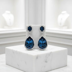 CUBIC ZIRCONIA COLLECTION - STARLET DROP EARRINGS - CZER963 BLUE
