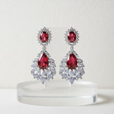 CUBIC ZIRCONIA - STARLET GLAM EARRINGS - RED - (CZER480)