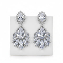 CUBIC ZIRCONIA - STARLET GLAM EARRINGS - SILVER - (CZER480)