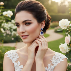 CUBIC ZIRCONIA - STARLET GLAM EARRINGS - SAPPHIRE - (CZER480)
