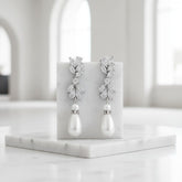 CUBIC ZIRCONIA COLLECTION - PEARL CHIC EARRINGS - (CZER481)