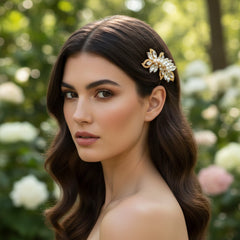 ATHENA COLLECTION - PEARL SHIMMER HAIR COMB - (HC192) GOLD