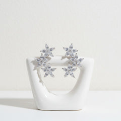 CUBIC ZIRCONIA COLLECTION - DAINTY SPARKLE EARRINGS - CZER483 - SILVER