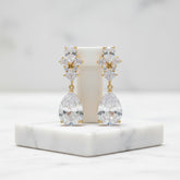 CUBIIC ZIRCONIA COLLECTION - EXQUISITE TEARDROP CRYSTAL EARRINGS - CZER485 GOLD
