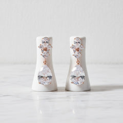 CUBIIC ZIRCONIA COLLECTION - EXQUISITE TEARDROP CRYSTAL EARRINGS - CZER485 ROSE GOLD