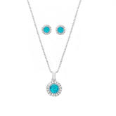 CUBIC ZIRCONIA COLLECTION - CHIC CRYSTAL NECKLACE SET - CZNK50 (AQUA)