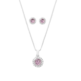 CUBIC ZIRCONIA COLLECTION - CHIC CRYSTAL NECKLACE SET - CZNK50 (LIGHT ROSE)