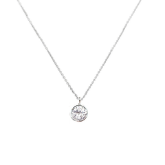 CUBIC ZIRCONIA COLLECTION - CZ SOLITAIRE NECKLACE - CZNK92 SILVER