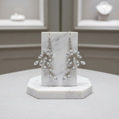 ATHENA COLLECTION - CRYSTAL VINE EARRINGS - (ER487) SILVER