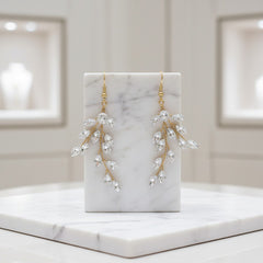 ATHENA COLLECTION - CRYSTAL VINE EARRINGS - (ER487) GOLD