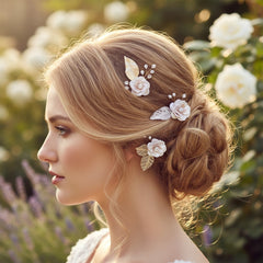 ATHENA COLLECTION - GLITZY PINK BLUSH HAIR PINS - SILVER PIN 43