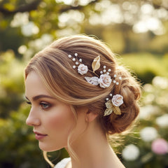 ATHENA COLLECTION - GLITZY PINK BLUSH HAIR PINS - SILVER PIN 43