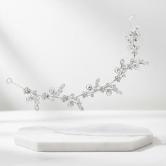 CUBIC ZIRCONIA COLLECTION - EXQUISITE SPARKLE HAIR VINE - HP164 SILVER