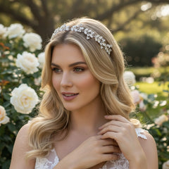 CUBIC ZIRCONIA COLLECTION - VINTAGE SPARKLE HAIR VINE - HP165 SILVER