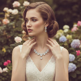 CUBIC ZIRCONIA COLLECTION - VINTAGE GLM NECKLACE SET - CZNK305 SILVER