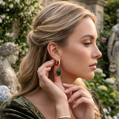BEDAZZLE CRYSTAL DROP EARRINGS - EMERALD