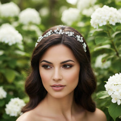 CUBIC ZIRCONIA COLLECTION - GLITZY SPARKLE HAIR VINE - HP170 SILVER