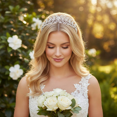 CUBIC ZIRCONIA COLLECTION - CRYSTAL EXTRAVAGANCE HEADBAND - AHB-15 SILVER