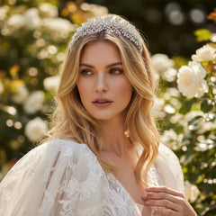 CUBIC ZIRCONIA COLLECTION - CRYSTAL EXTRAVAGANCE HEADBAND - AHB-15 SILVER