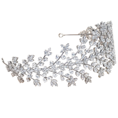 CUBIC ZIRCONIA COLLECTION - CRYSTAL EXTRAVAGANCE HEADBAND - AHB-15 SILVER