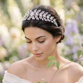 CUBIC ZIRCONIA COLLECTION - CRYSTAL EXTRAVAGANCE HEADBAND - AHB-15 SILVER