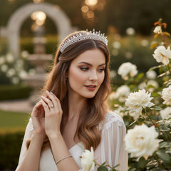 CUBIC ZIRCONIA COLLECTION - DAINTY STARLET TIARA - AHB-10 SILVER