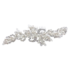 ATHENA COLLECTION - PRECIOUS PEARL HAIR COMB - HC195 - SILVER
