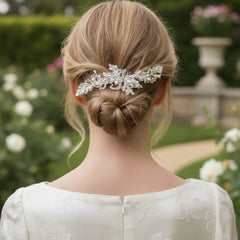 ATHENA COLLECTION - PRECIOUS PEARL HAIR COMB - HC195 - SILVER