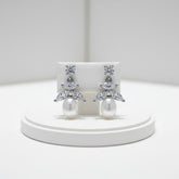 CUBIC ZIRCONIA COLLECTION - PRETTY PETITE PEARL EARRINGS - CZER492 SILVER