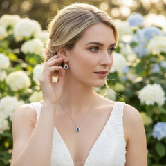 CUBIC ZIRCONIA COLLECTION - CRYSTAL SHIMMER EARRINGS - SAPPHIRE CZER760