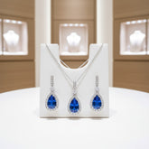 CUBIC ZIRCONIA COLLECTION - CRYSTAL SHIMMER NECKLACE SET - CZNK98 (SAPPHIRE)