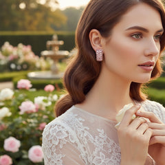 ATHENA COLLECTION CRYSTAL CLUSTER EARRINGS - LIGHT ROSE