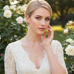 CUBIC ZIRCONIA COLLECTION - DAINTY SPARKLE NECKLACE SET - CZNK60 SILVER