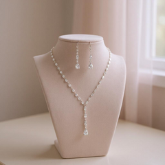 CIBIC ZIRCONIA COLLECTION - CRYSTAL DROP NECKLACE SET - 3 PIECE SET - CZNK96