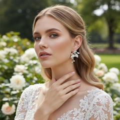 ATHENA COLLECTION - FLORAL ROMANCE EARRINGS - SILVER - ER495